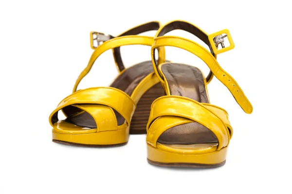 Žlutá paní sandály — Stock fotografie