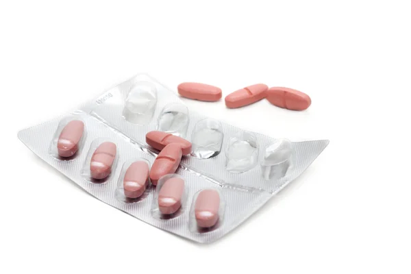 Cápsulas com vitamina embalada duas — Fotografia de Stock