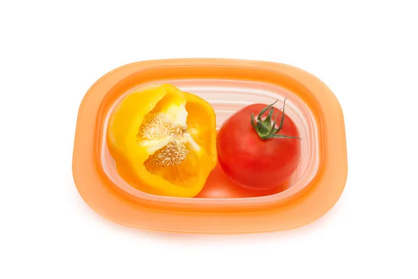 Skär ville paprika och röd tomat — Stockfoto