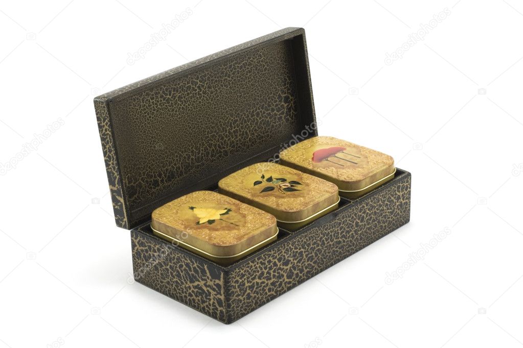 Wooden box with tea