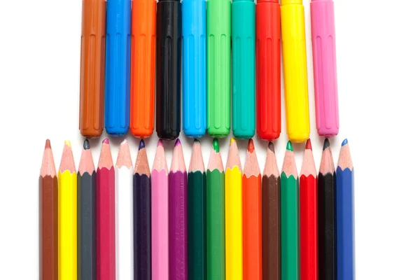 Crayons, canetas de ponta macia — Fotografia de Stock