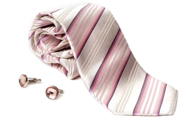 Rose striped tie and cuff links — Stock Photo, Image