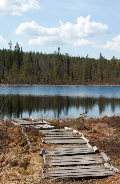 Vieille jetée en bois au lac — Photo