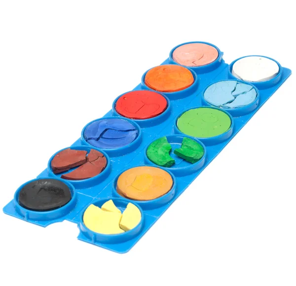Plastic palette with watercolor — Stock Photo, Image