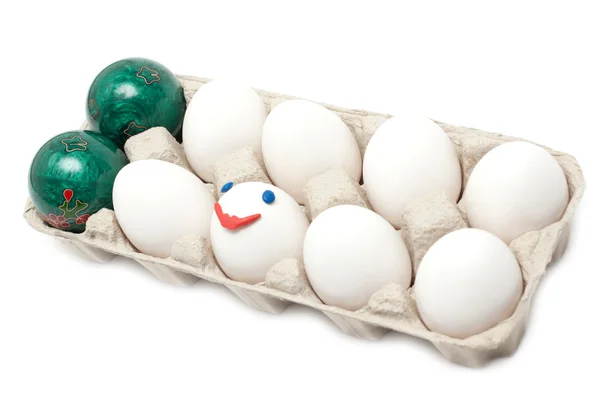 Αυγό πλαστελίνη χαμόγελο και πράσινο μπάλες — Φωτογραφία Αρχείου
