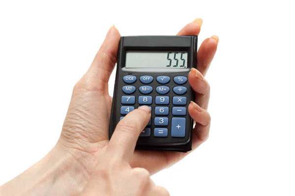 Taschenrechner in der Hand 555 — Stockfoto