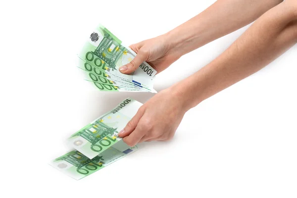 Hands considers euro — Stock Photo, Image