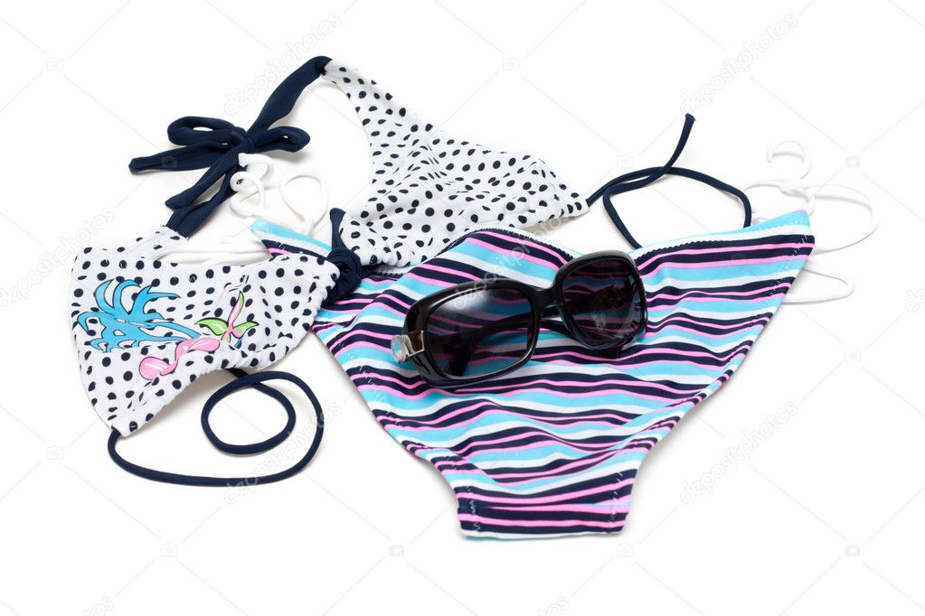 Sunglasses to rest upon swimsuit