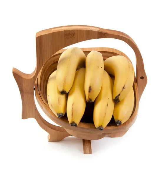 Vaso de madeira com banana ligamentar — Fotografia de Stock