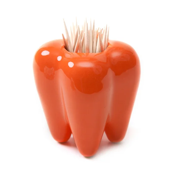 Ceramic orange stan for toothpicks — Stock Photo, Image