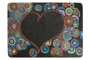 Heart and circles on black chalkboard clipart