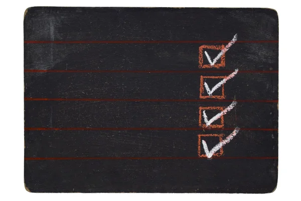 Κατάλογοι ελέγχου στις μαύρο πίνακα κιμωλίας Εικόνα Αρχείου
