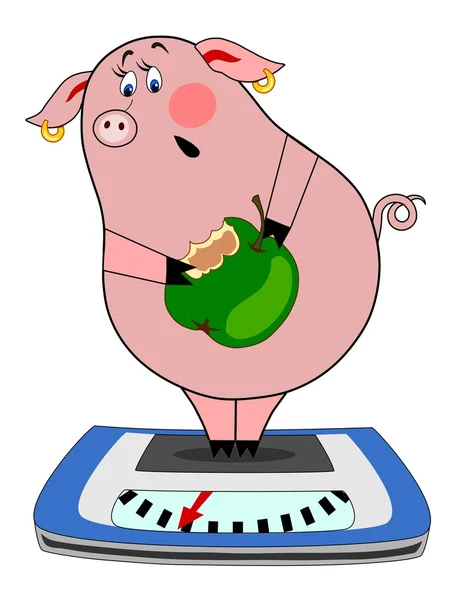 Свинья измеряет вес — стоковый вектор
