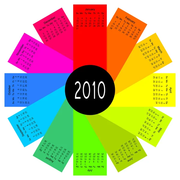 Calendário colorido 2010 — Fotografia de Stock