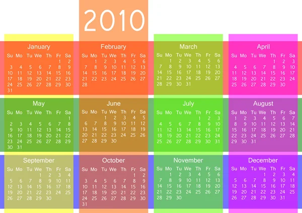 Calendário colorido 2010 — Fotografia de Stock