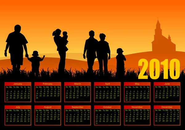 Ano 2010 calendário familiar — Fotografia de Stock