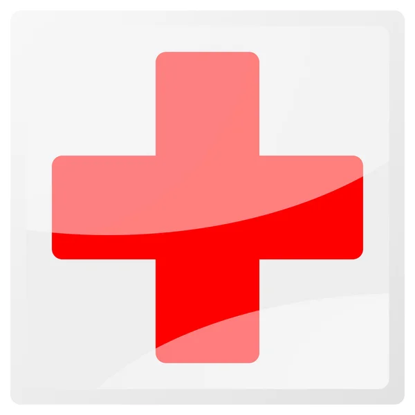 Botão aqua branco com cruz vermelha — Fotografia de Stock