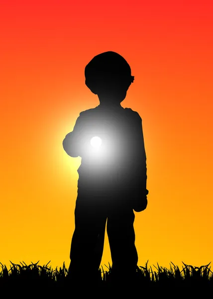 stock image Kid with flashlight