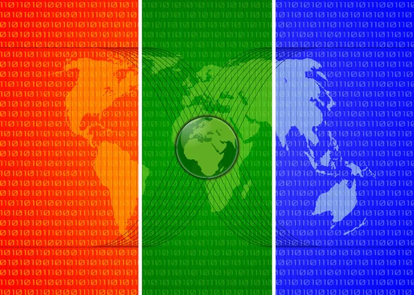 Dreifarbige digitale Weltkarte — Stockfoto