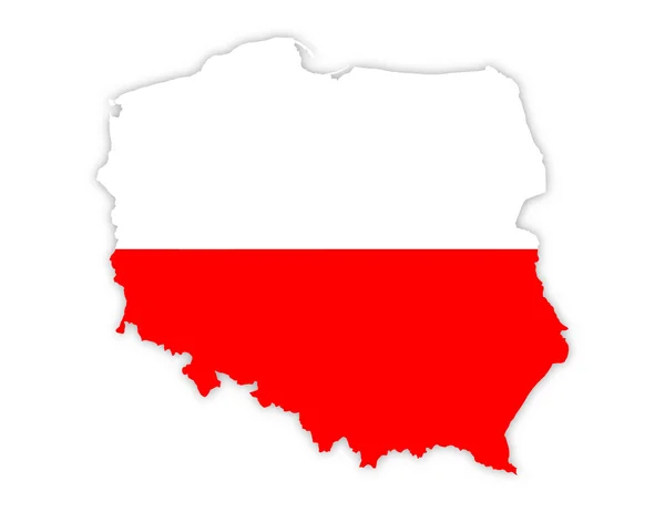 Белая и красная карта Польши — стоковое фото