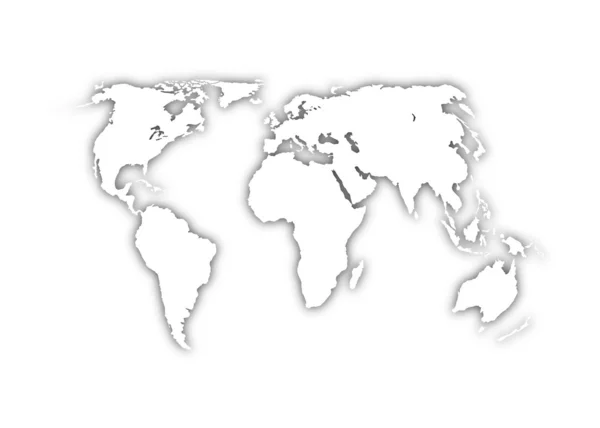 灰色背景上的世界地图 — 图库照片