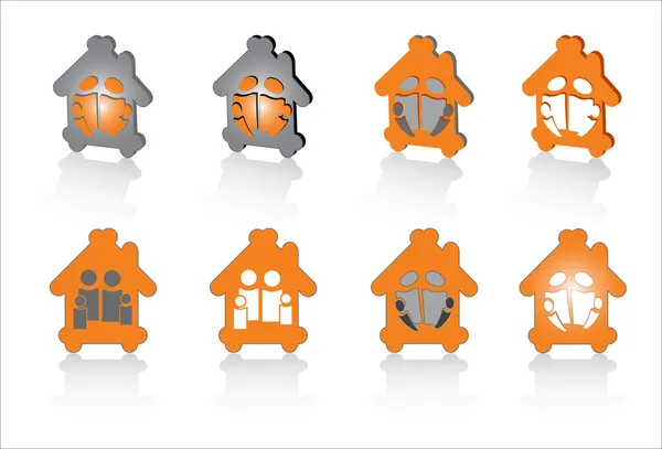 Familjens hus symboler för design — Stock vektor