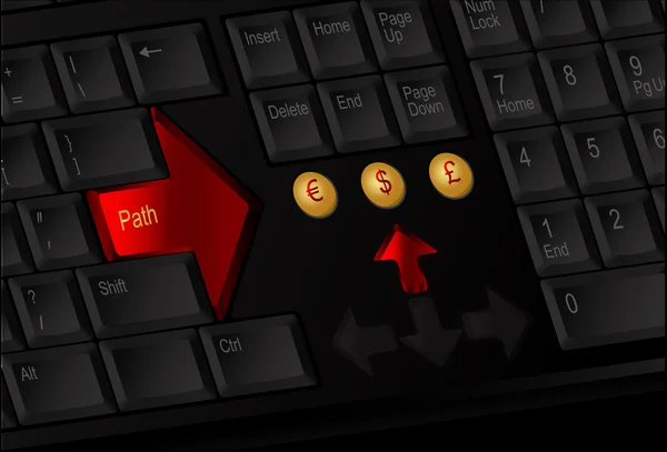 业务路径键盘箭头红色, — 图库矢量图片