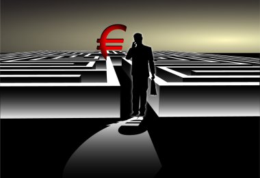 Altın euro bir labirent içinde çalışır.