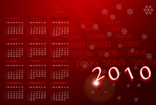 Obrázek kalendář svět 2010 — Stockový vektor