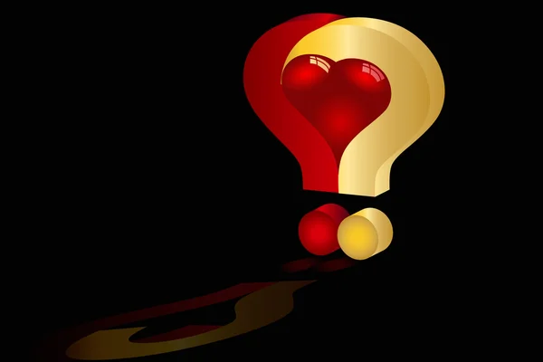 Bright red heart question mark — Stock Vector