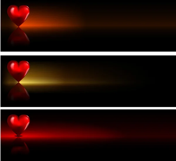 Bannières cœurs lumineux — Image vectorielle
