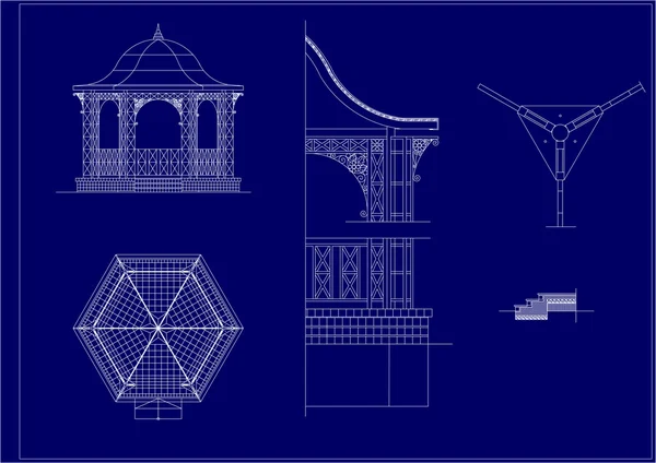 Esquisse architecturale Pavillon de musique — Image vectorielle