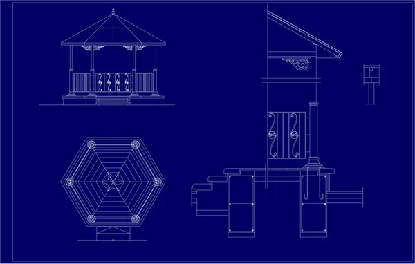 Architektonické skici hudební pavilon — Stockový vektor
