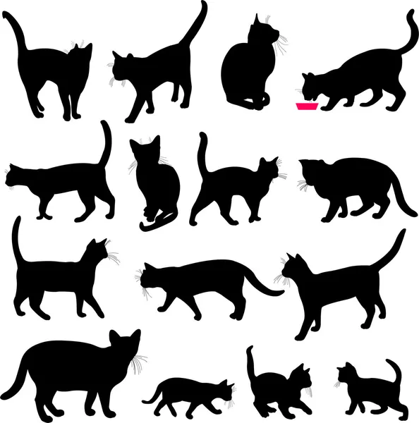 Кішки силуети — стоковий вектор