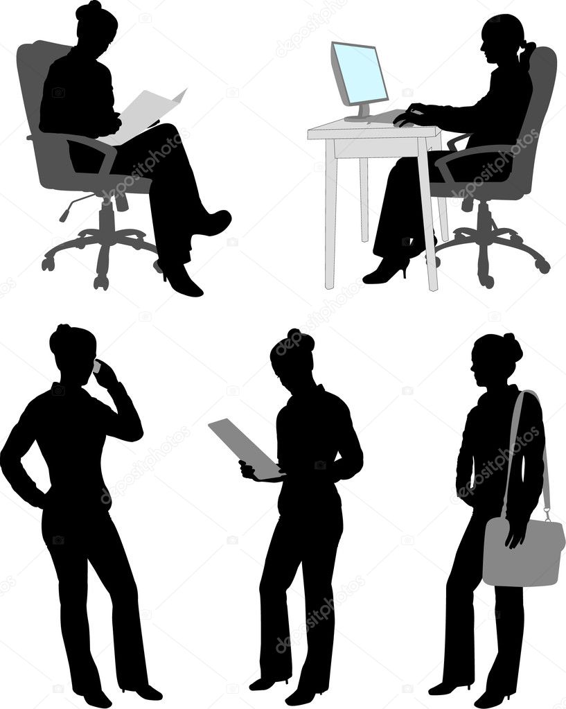 Silhouettes of businesswoman