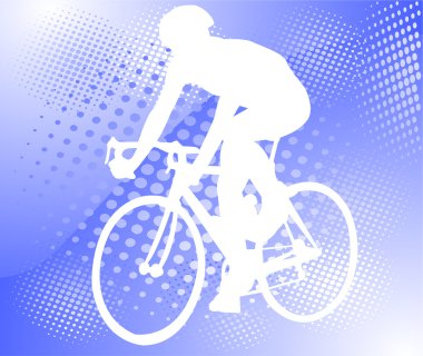 Bicyclist on the abstract background clipart