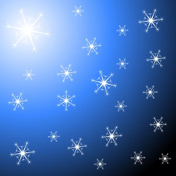 Snöflingor ob den blå bakgrunden — Stock vektor