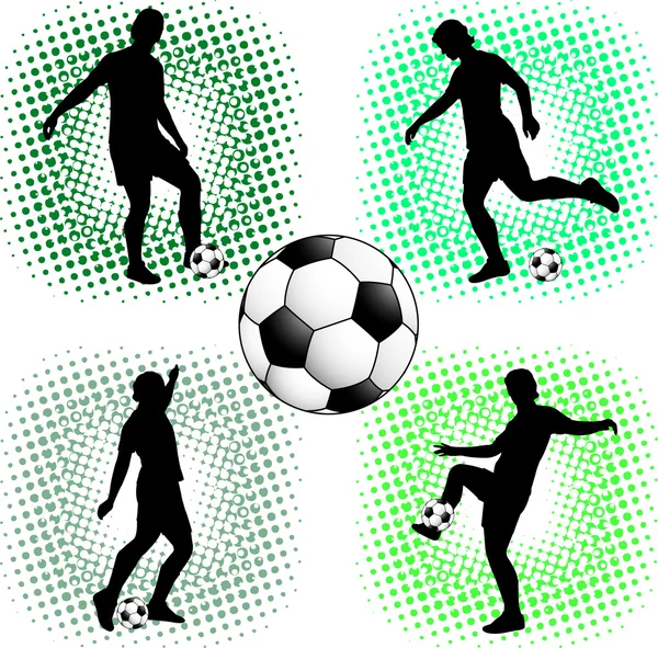 Futbol oyuncuları silhouettes — Stok Vektör