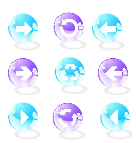 Definir botão de vetor de vidro azul e violeta — Vetor de Stock