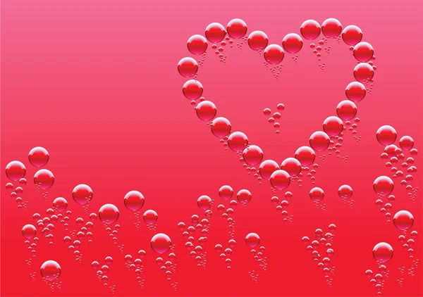 Heart of water red bubbles. — Stock Vector