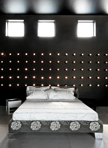 Siyah yatak odası — Stok fotoğraf