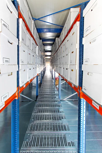 Boxes corridor — Stock Photo, Image