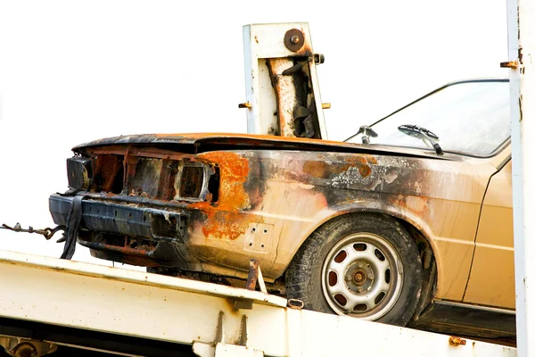 Bil efter brand — Stockfoto