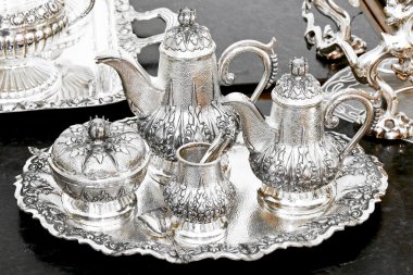 Silver tea set clipart