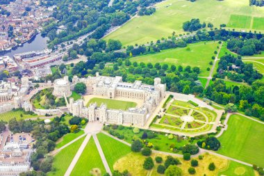 Aerial shot of Windsor castle in England clipart