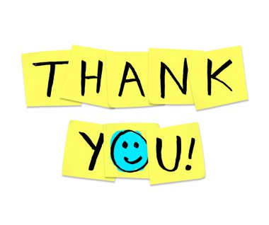 Thank You - Words on Yellow Sticky Notes clipart