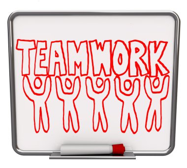 Teamwork on Dry Erase Board with Team Members clipart