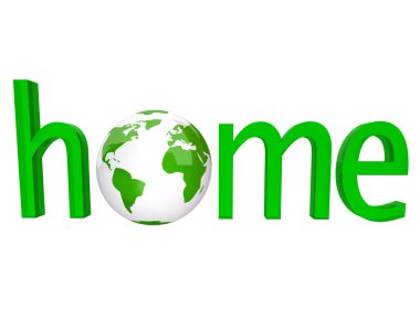 Home - Green Word with Earth Globe clipart