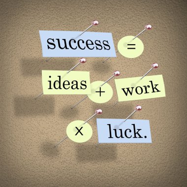 Success Equals Ideas Plus Work Times Luck clipart