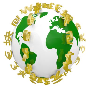 Global World Currency Symbols Around World clipart